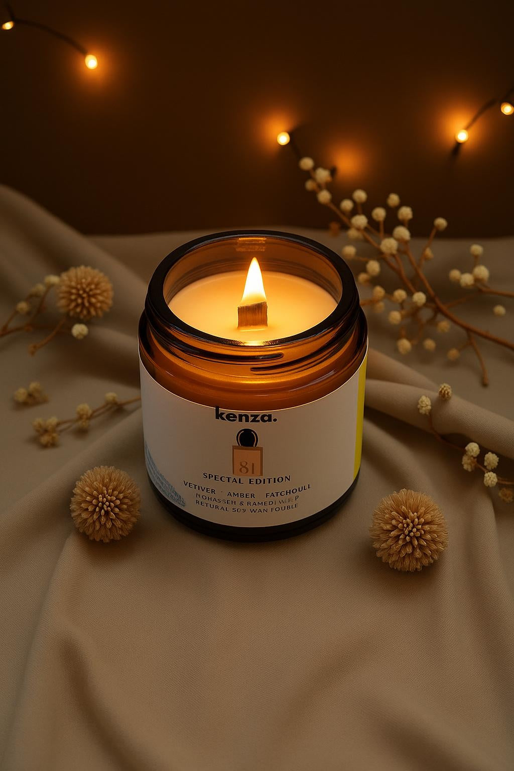 lumanare aprinsa kenza 90g poza artistica